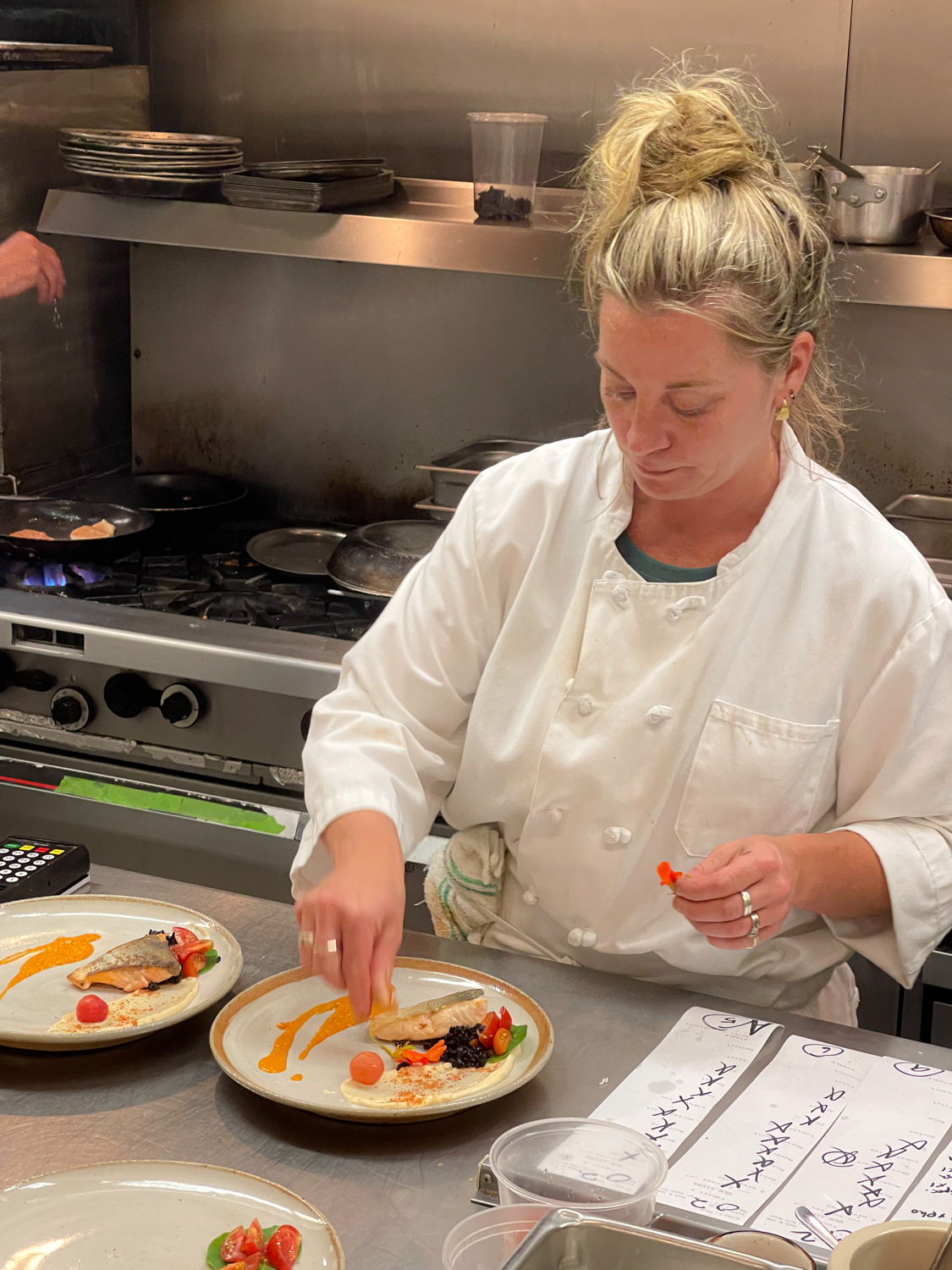 In the Kitchen at Aragosta on Deer Isle Maine