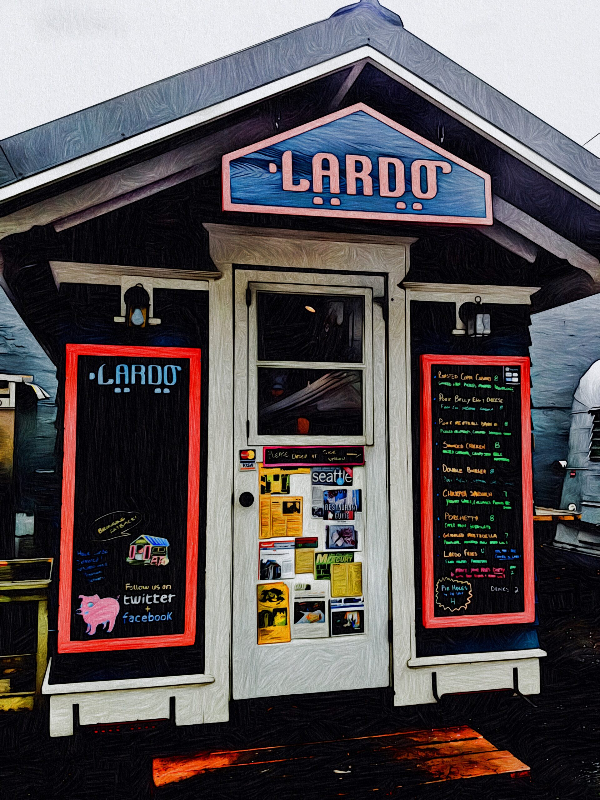 The Lardo Foot Cart at the Good Food Here Food Cart Pod on Belmont in Portland Oregon
