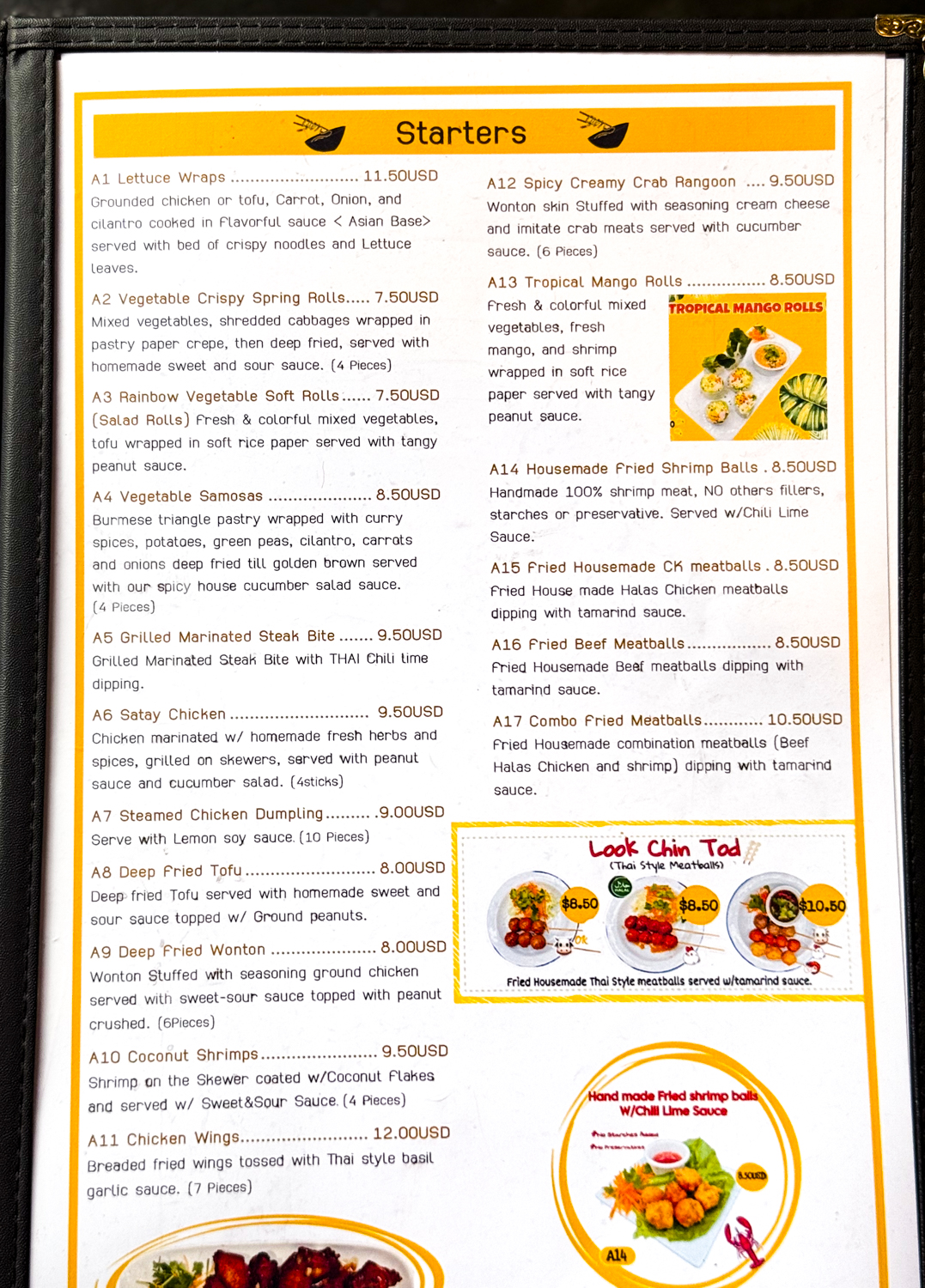 Combo Fried House Made Meatballs Gin Thai Brasserie Menu